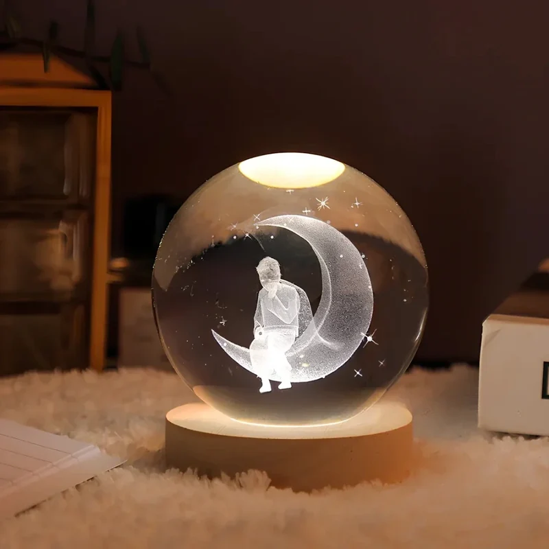 Glowing crystal 3D planetary space globe