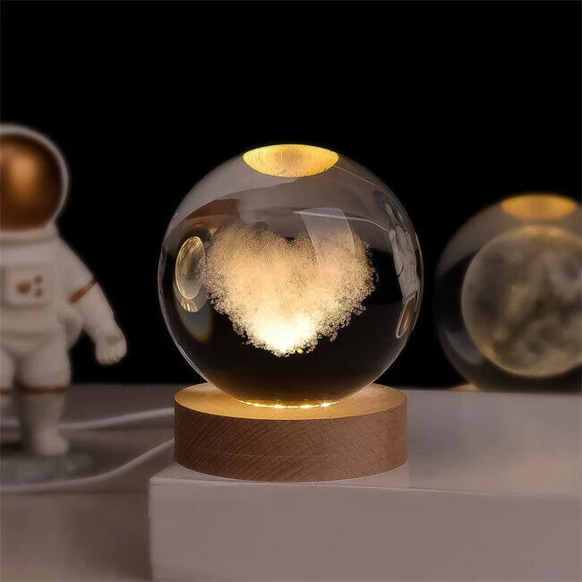 Glowing crystal 3D planetary space globe