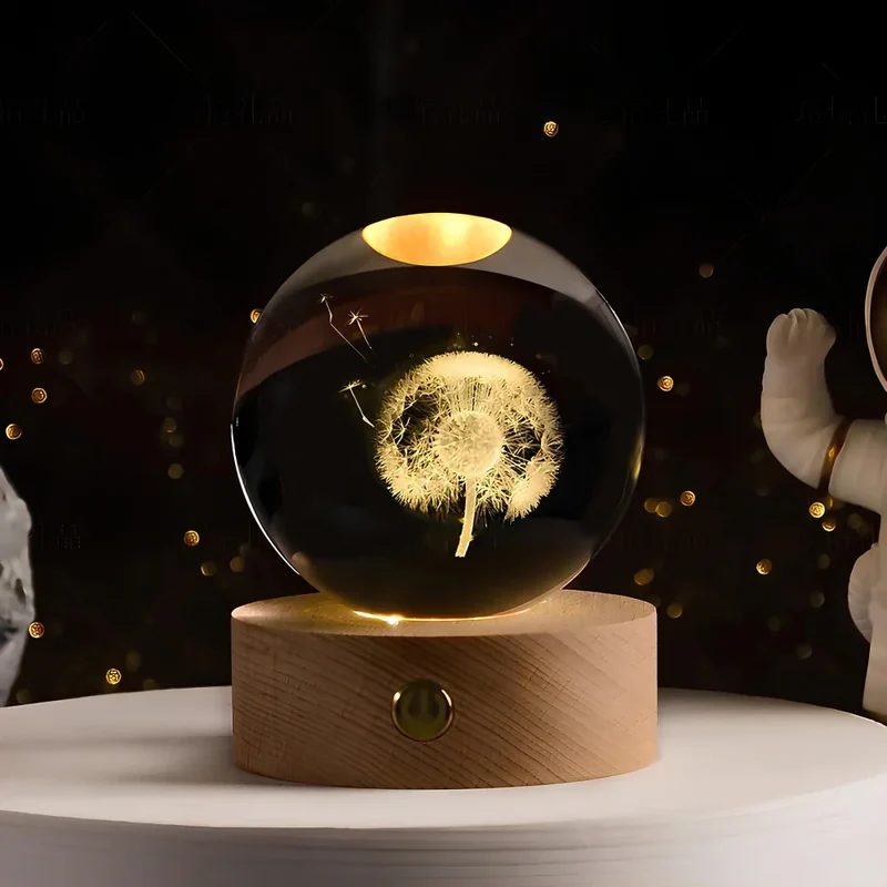 Glowing crystal 3D planetary space globe