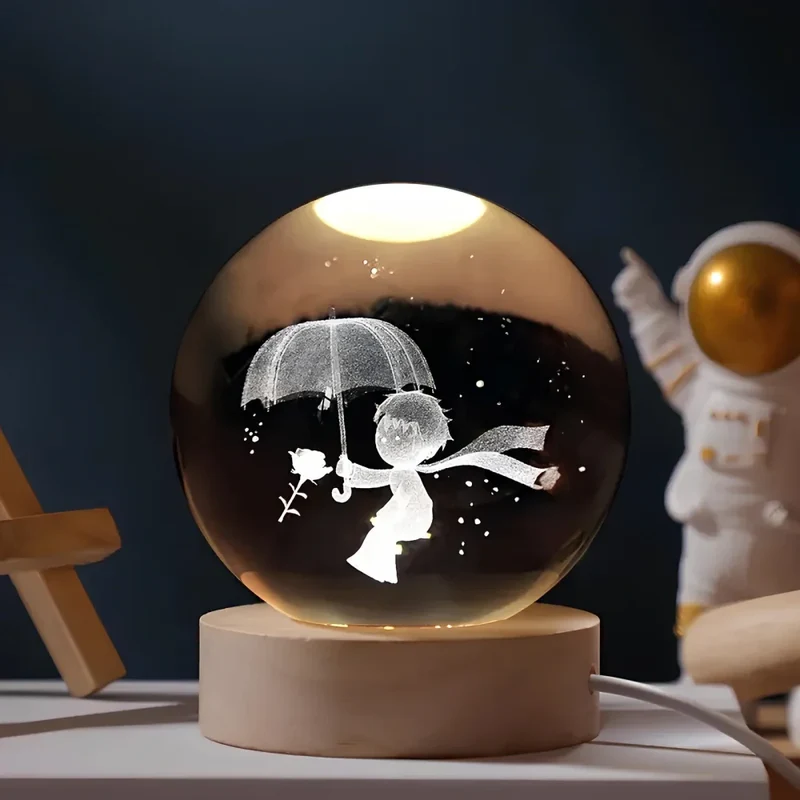 Glowing crystal 3D planetary space globe