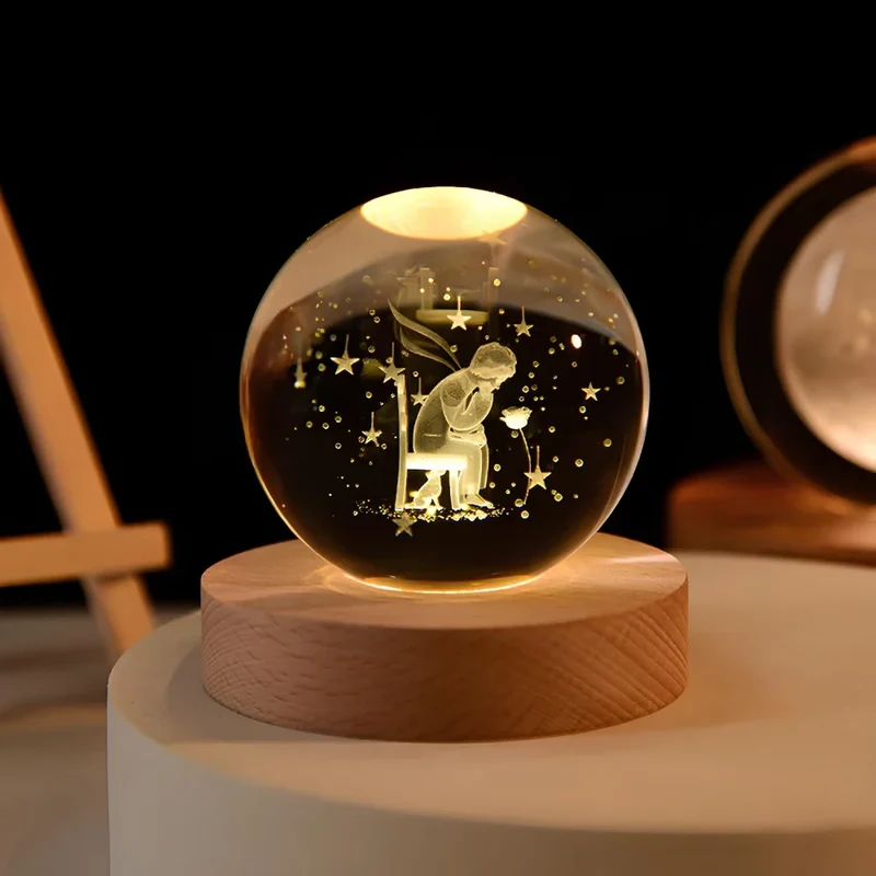 Glowing crystal 3D planetary space globe