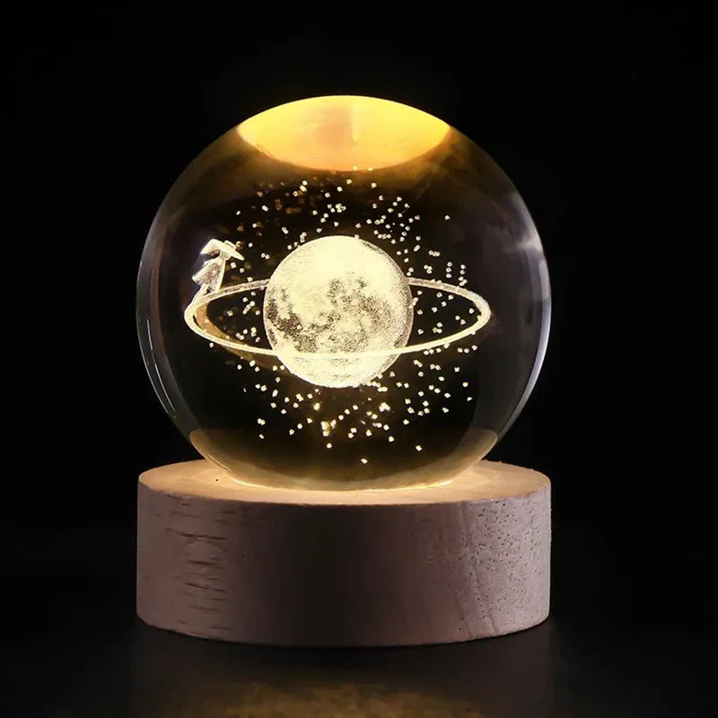 Glowing crystal 3D planetary space globe