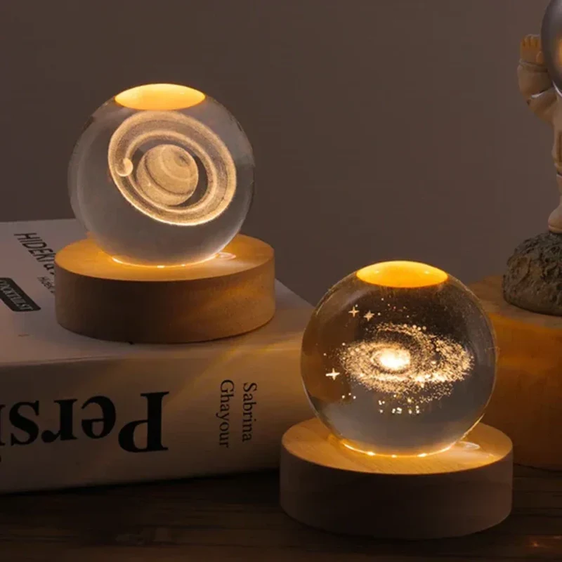 Glowing crystal 3D planetary space globe