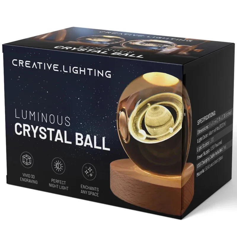 Glowing crystal 3D planetary space globe