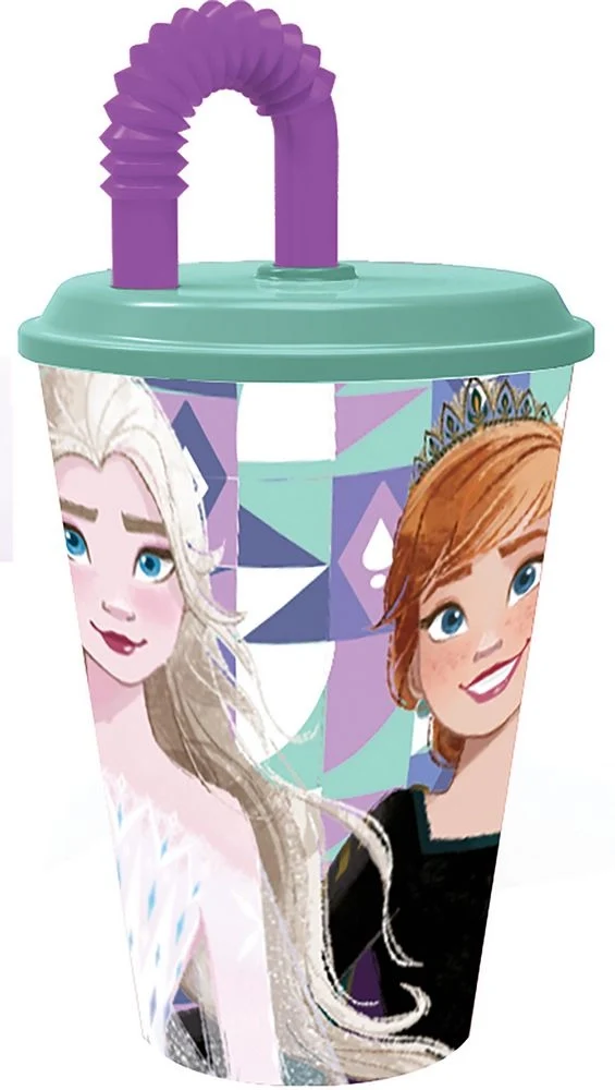 Bicchiere in plastica con cannuccia Frozen 430 ml