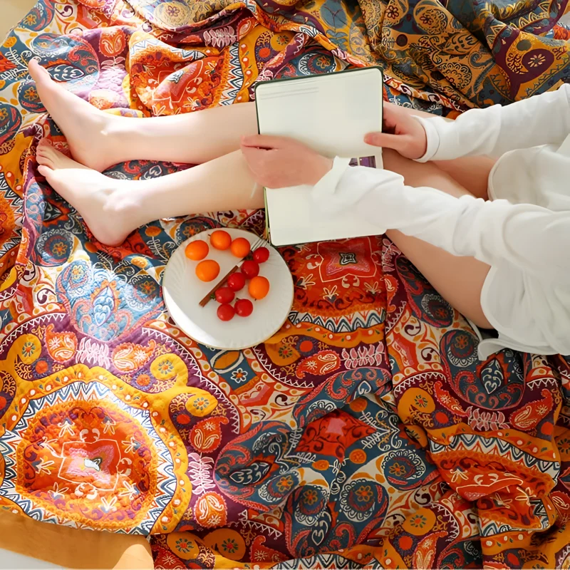 Innovative reversible cooling boho blanket for peaceful sleep