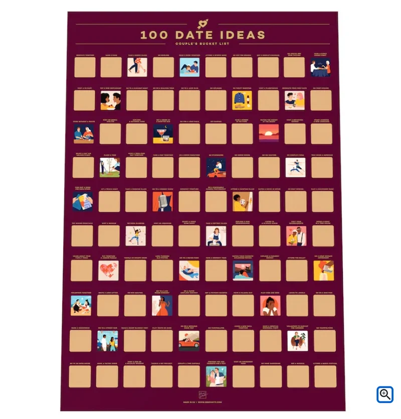 LoveQuest Date Kalender – Krasposter met 100 Unieke Date Ideeën voor Koppels en Geliefden
