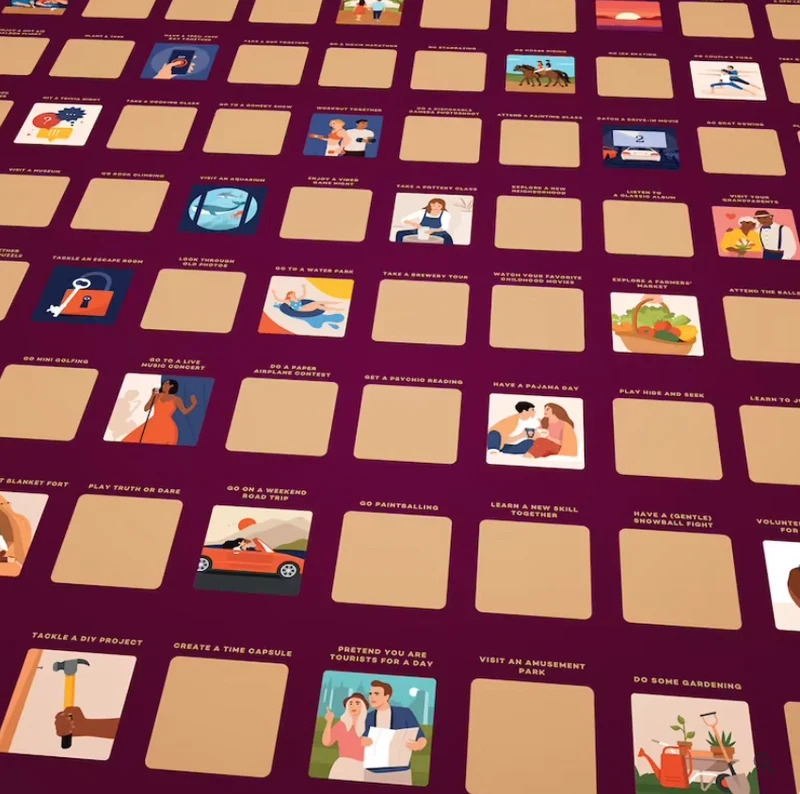 LoveQuest Date Kalender – Krasposter met 100 Unieke Date Ideeën voor Koppels en Geliefden