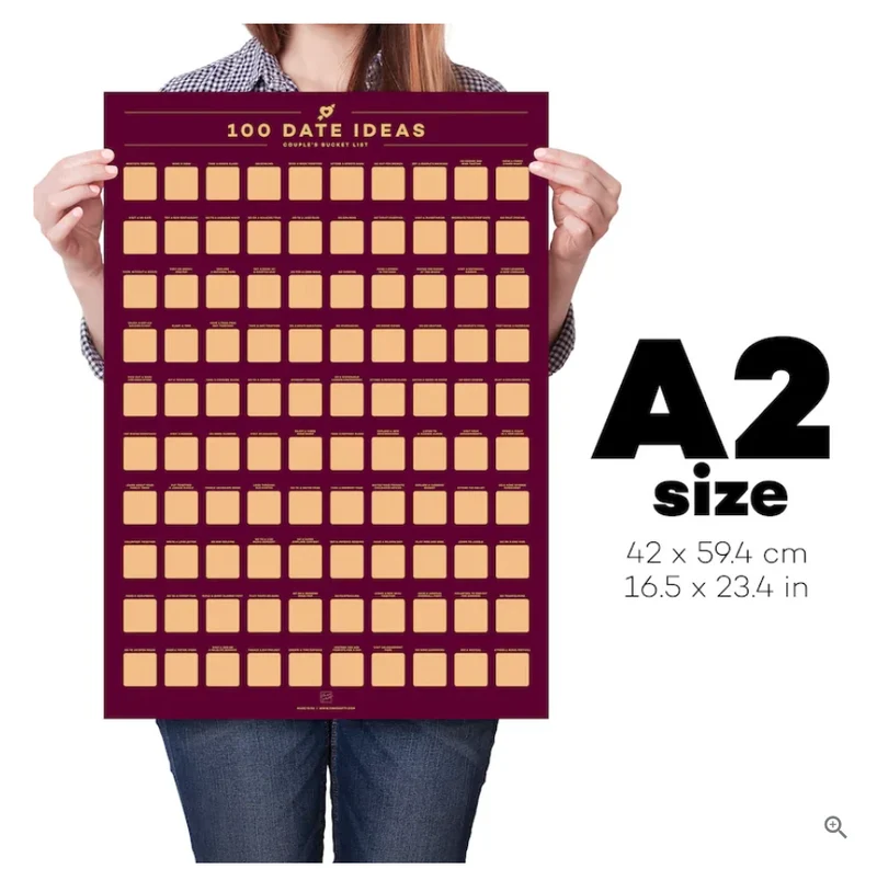 LoveQuest Date Kalender – Krasposter met 100 Unieke Date Ideeën voor Koppels en Geliefden