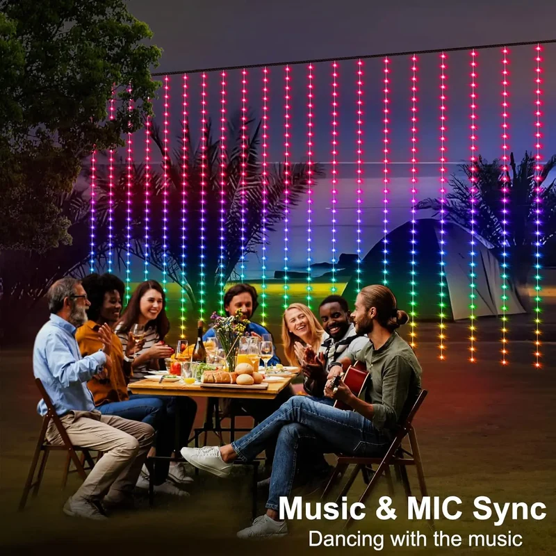 Luminexa Slimme LED Gordijnverlichting – 3x3m met 300 LEDs, Bluetooth App & Muzieksynchronisatie voor Feestelijke Sfeer