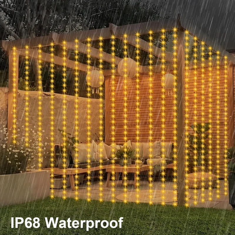 Luminexa Slimme LED Gordijnverlichting – 3x3m met 300 LEDs, Bluetooth App & Muzieksynchronisatie voor Feestelijke Sfeer